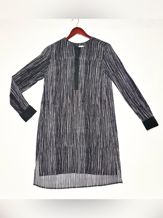 Vince Dresses & Skirts - Vince 100% Silk Striped Black and White Long Sleeve Tunic Dress